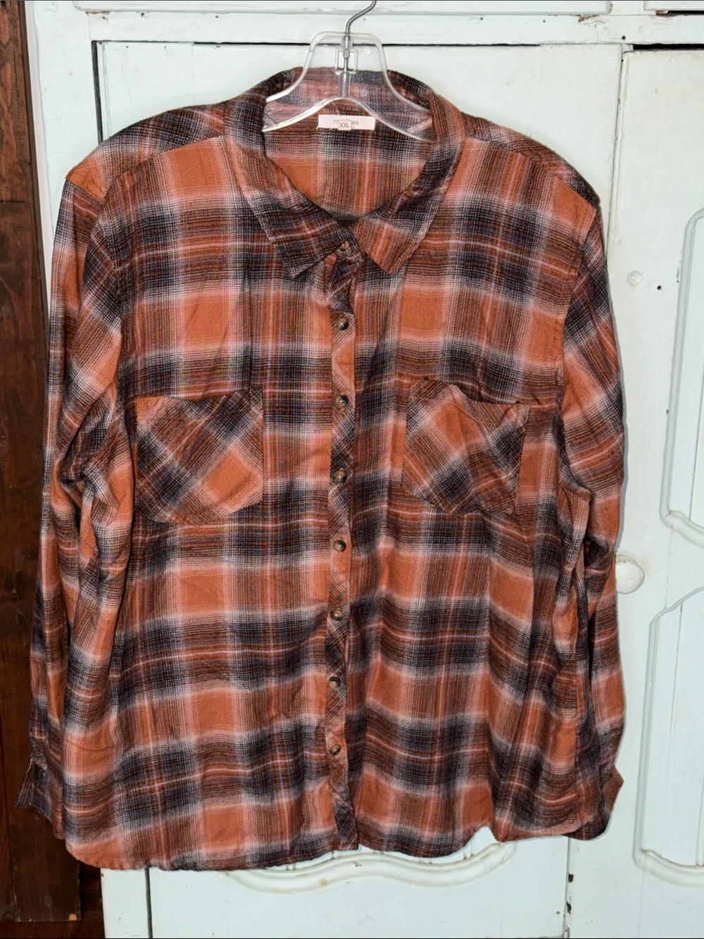 Maurices Brown and Black Plaid Button-Up Soft Brushed Flannel